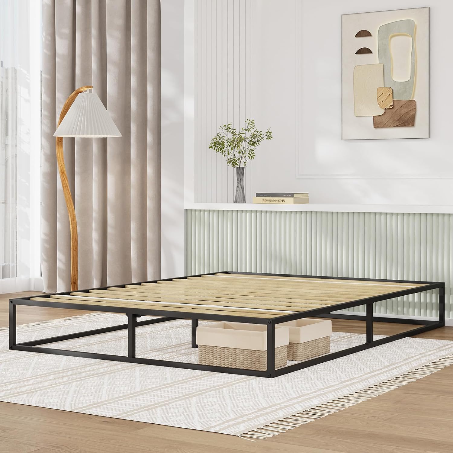Novilla Twin Size Bed Frame, Metal Platform Bed Frame, Noise-Free, Sturdy Metal Bed Frame, Heavy Duty Wood SlatsWood Slats Support, No Box Spring Needed, Easy Assembly