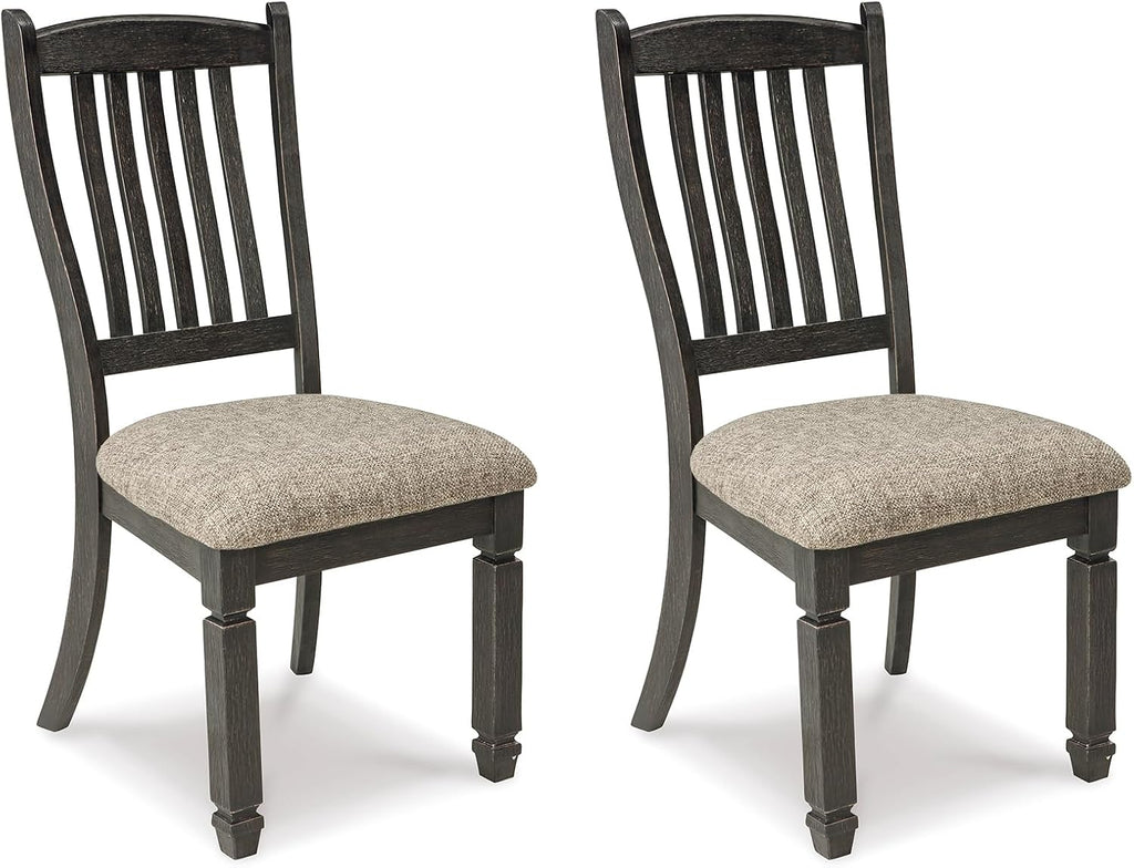 Signature Design by Ashley Tyler Creek Dining Room Upholstered Side Chair, 2 Count, Solid Wood, 19.25' H, Black and Grayish Black