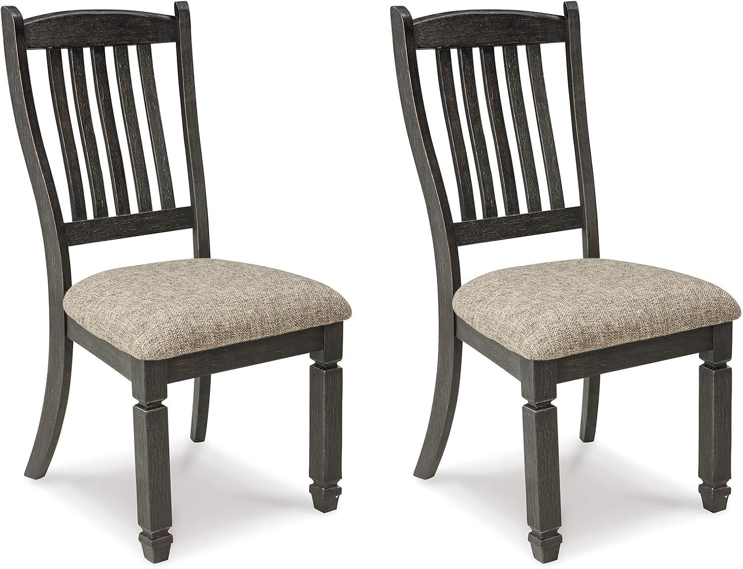 Signature Design by Ashley Tyler Creek Dining Room Upholstered Side Chair, 2 Count, Solid Wood, 19.25' H, Black and Grayish Black
