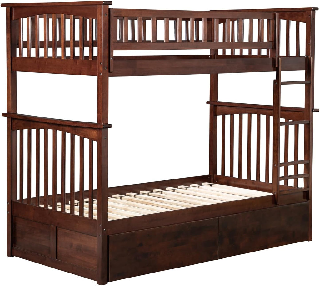 AFI, Columbia Ladder Bunk Bed Twin Over Twin with Twin Trundle, Walnut