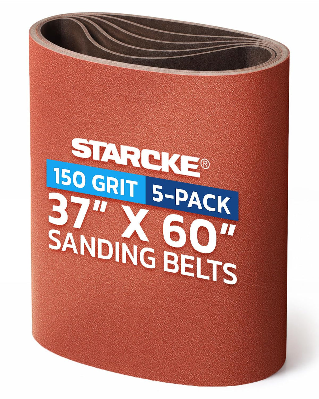 37 x 60 Inch Sanding Belts - 150 Grit Aluminum Oxide Belt Sanders for Woodworking and Metal, German Quality Heavy Duty Cloth Belt Sanding with Smooth Running Joint, Wide Sander Belts - 5 Pack