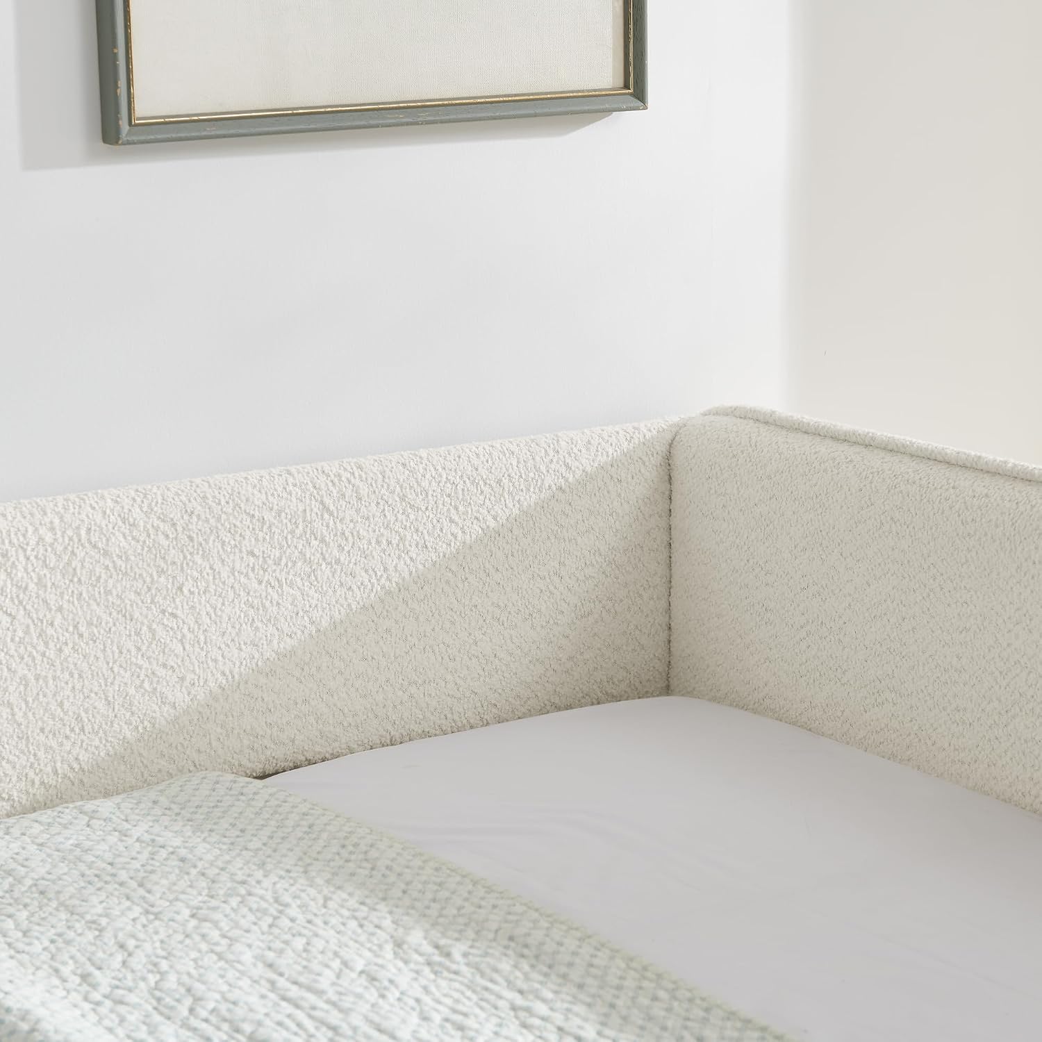 Ball & Cast Full Size Daybed with Pop up Trundle,Boucle Fabric Upholstered Day Bed Frame with Wood Slats Support,Extendable Trundle Bed,Full to King Daybed,Easy Assembly,Beige