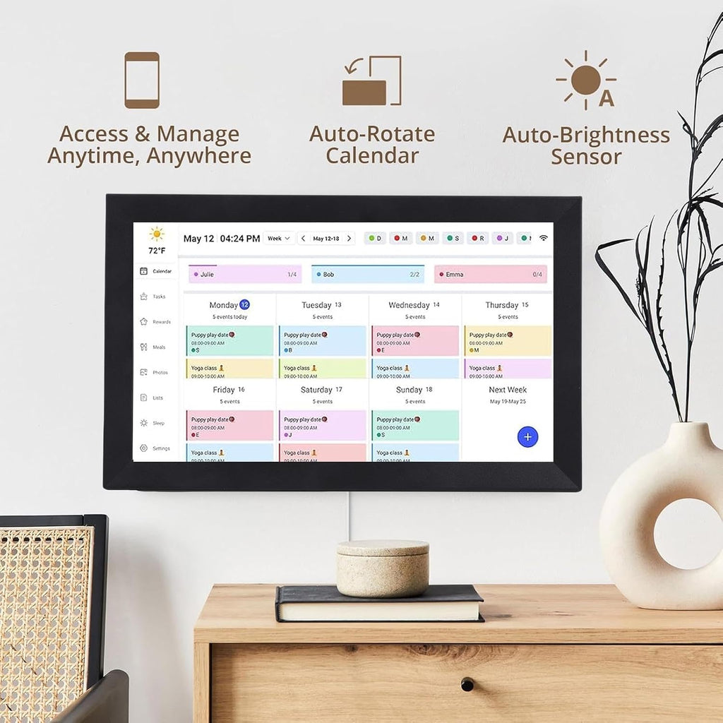 LICAEVEY 15.6 Inch Smart Digital Calendar & Family Planner, Touchscreen Interactive Display with WiFi Sync, Wall Mountable Organizer for Kitchen Home (US)