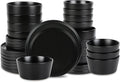 Stone Lain Celina Modern Stoneware 32-Piece Dinnerware Set, Cereal and Dinner Bowls, Dinner and Salad Plates, Plates and Bowl Set, Dish set for 8, Black