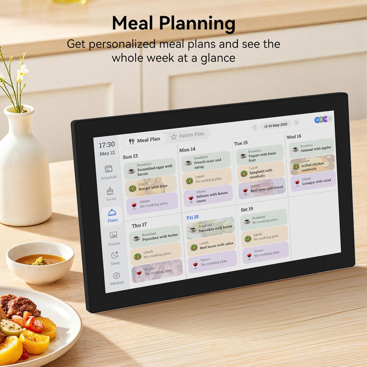 15.6-inch Smart Digital Calendar & Chore Chart Interactive Touch Screen Family Planner with Seamless Scheduling, Digital Picture Frame for Home (Black)