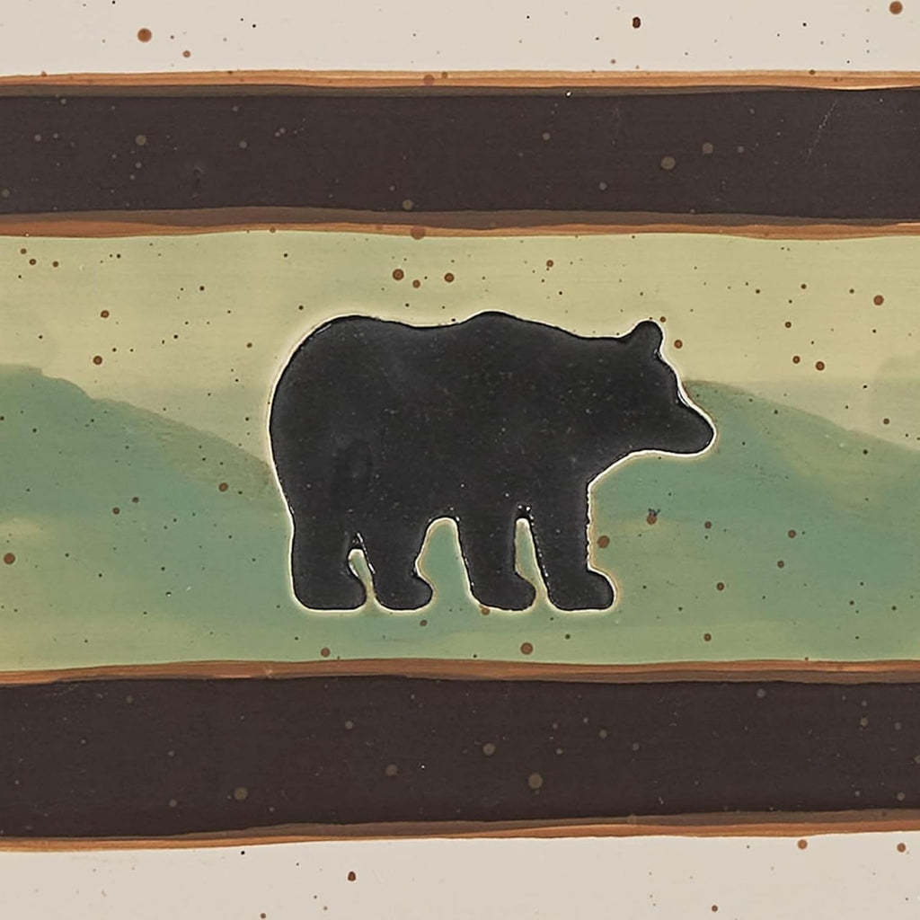 Park Designs Skyline Bear Salad Plate Set of 4 | 8.5' | Stoneware | Debossed Bear & Mountain Design | Lodge Dinnerware
