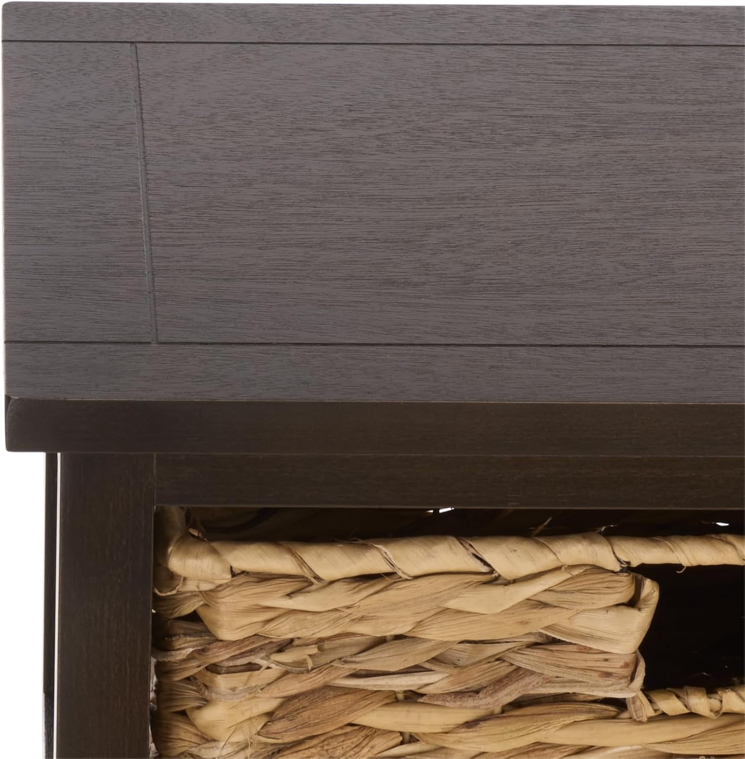 SAFAVIEH Furniture - Vedette 5-Basket Storage Tower - Dark Chocolate - Solid Wood - Coastal Basket Tower Design - Ideal for Entryway, Living Room, 17.5'W x 13.5'D x 46'H - Fully Assembled (AMH5739F)