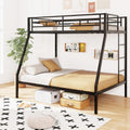 DORTALA Twin Over Full Bunk Bed, Metal Bunk Bed Frame w/Ladder, Safety Rail & Steel Slats, Space-Saving Bunk Beds for Kids Teens Adults, Noise Free for Dorm Bedroom, No Box Spring Needed, Black