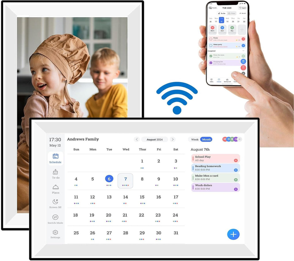 Dpofirs 15.6 Inch Digital Calendar, Wall Planner, Chore Chart, Family Schedules, for Organizing Calendar, Smart Touchscreen Interactive Display, for Home Wall or Desktop (white)