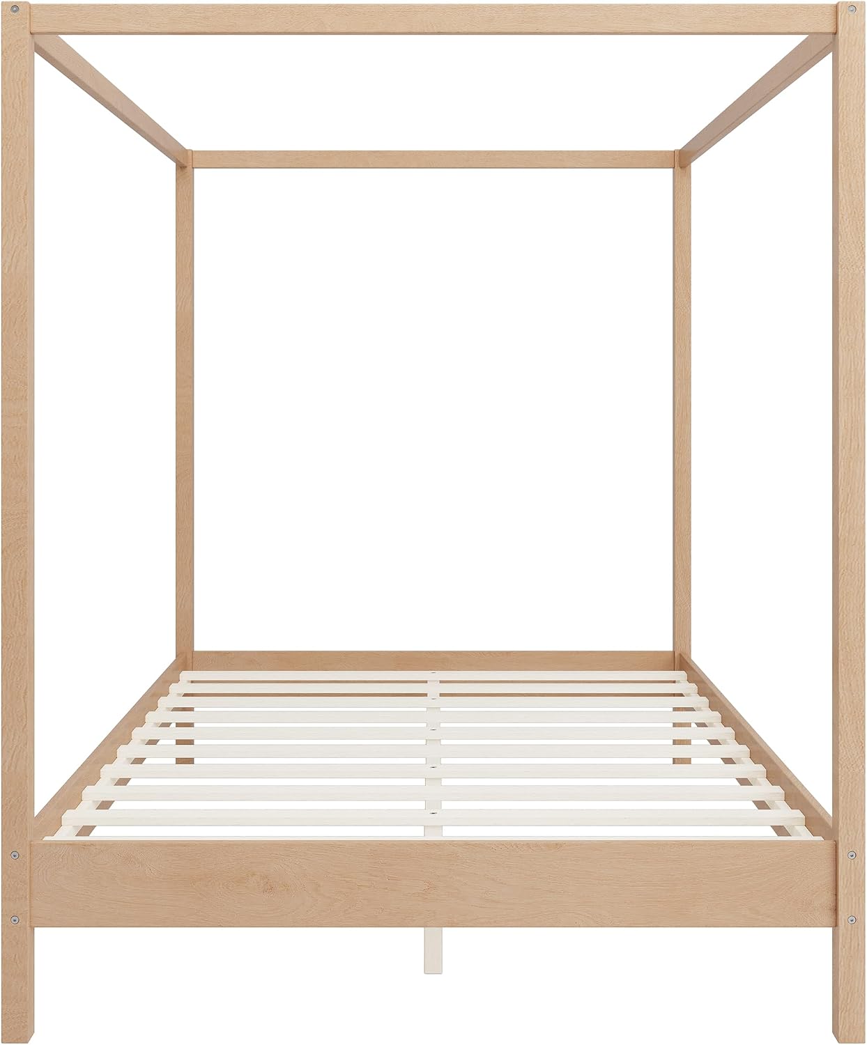 King Size Canopy Platform Bed, Wood 4 Poster Bed Frame, No Box Spring Needed (Natural, King)