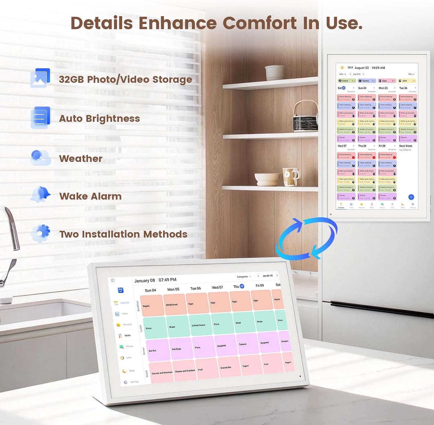15.6' Digital Calendar, Electronic Calendar with Chore Chart & Meal Planner – Interactive Touchscreen, Smart Family Planner, Digital Picture Frame Best Gifts for Christmas, Wedding, Mom