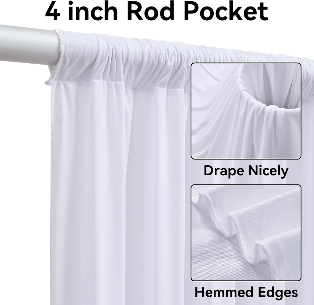 12 Panels 5x14ft White Backdrop Curtains for Parties, Wrinkle Free Polyester White Photo Backdrop Drapes 14 ft Long Back Drop Cloth for Wedding Birthday Photography Background Party