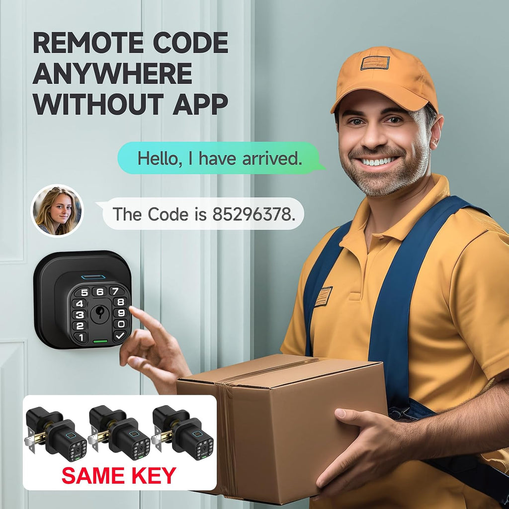 Richelock Fingerprint Door knob, Smart Biometric Door Lock with Keypad, Keyless Entry Code Door Knob, Waterproof & Weatherproof , Auto Lock ,Voice Navigation, For Bedroom, Gate,Office