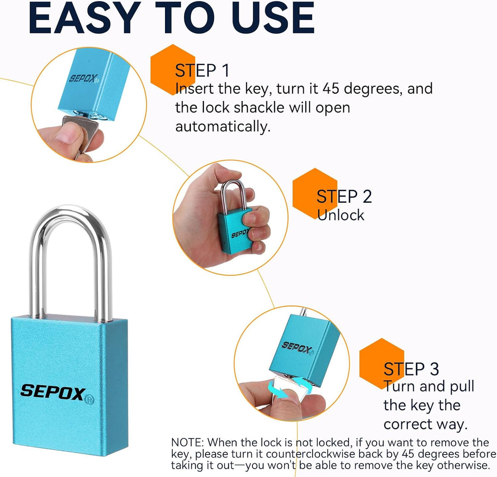 SEPOX® Ultra Rust-Resistant Weatherproof Padlocks, Blue Aluminum Set of 24 Padlocks with 36 Same Keys, High Security for Outdoor & Industrial Like Lock-Out, Gates, Storage, Lockers, Fences