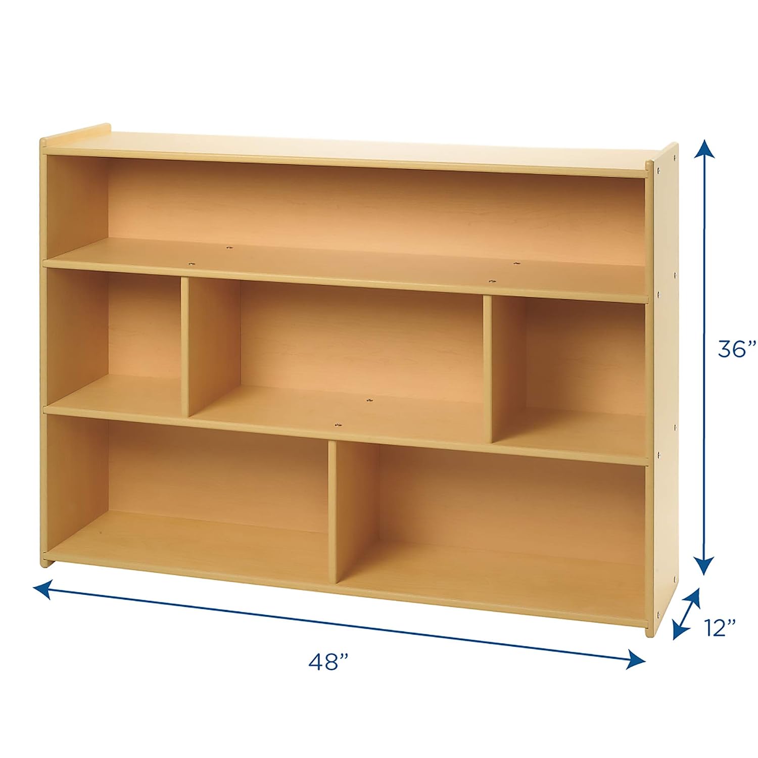 Children's Factory Value Line 3 Shelf Storage, 48' L x 36' H, Kids Bookshelf, Nursery Book Shelves for Classrooms, Playrooms, and Montessori Schools, Natural