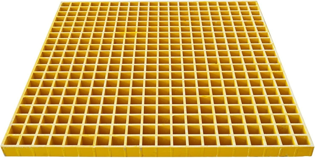 2.6ft*2.6ft Fiberglass Grating 1.5'' Thickness Yellow Car Wash Grille Square FRP Floor Grid for Floors Outdoor Drain Cover (1 PC)