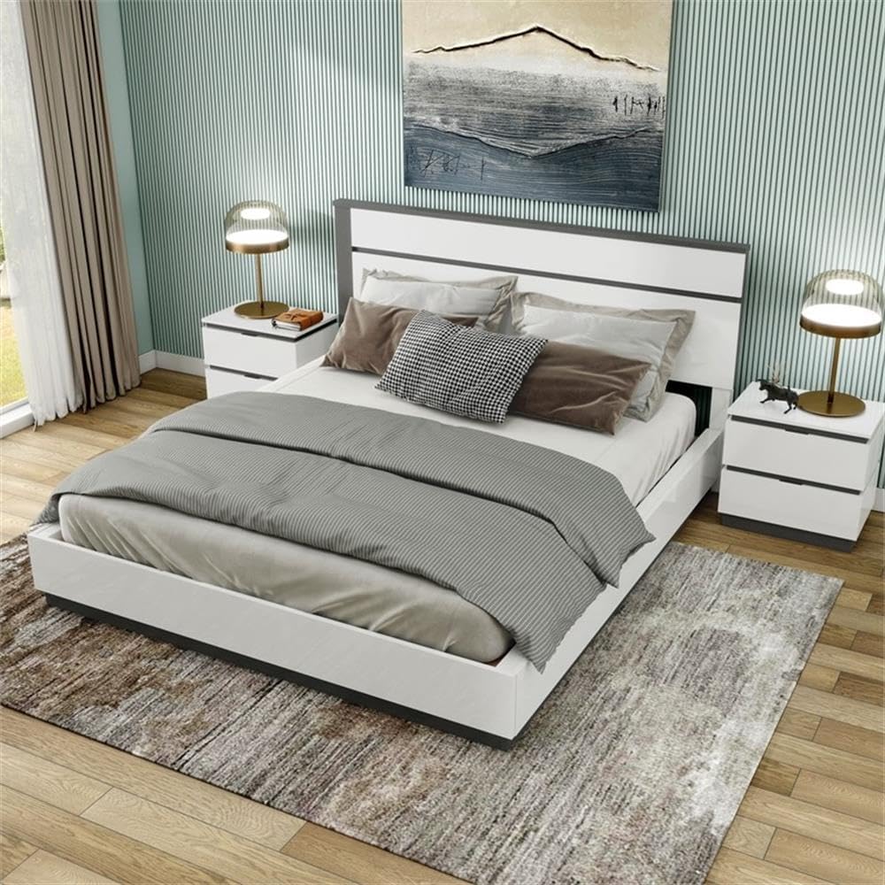 Furniture of America FOA Misti 3-Piece White Wood Bedroom Set - Queen + 2 Nightstands