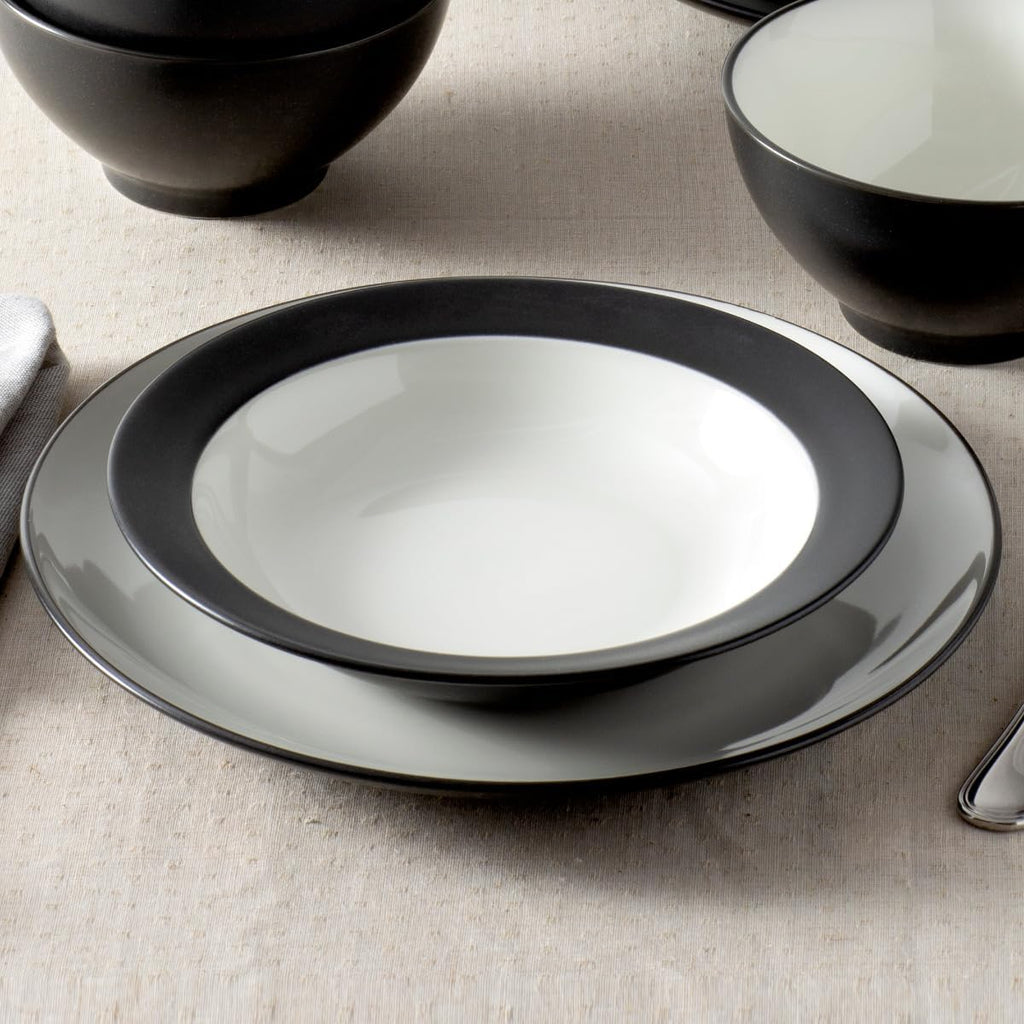 Noritake Colorwave Graphite 12-Piece Coupe Dinnerware Set, Service for 4