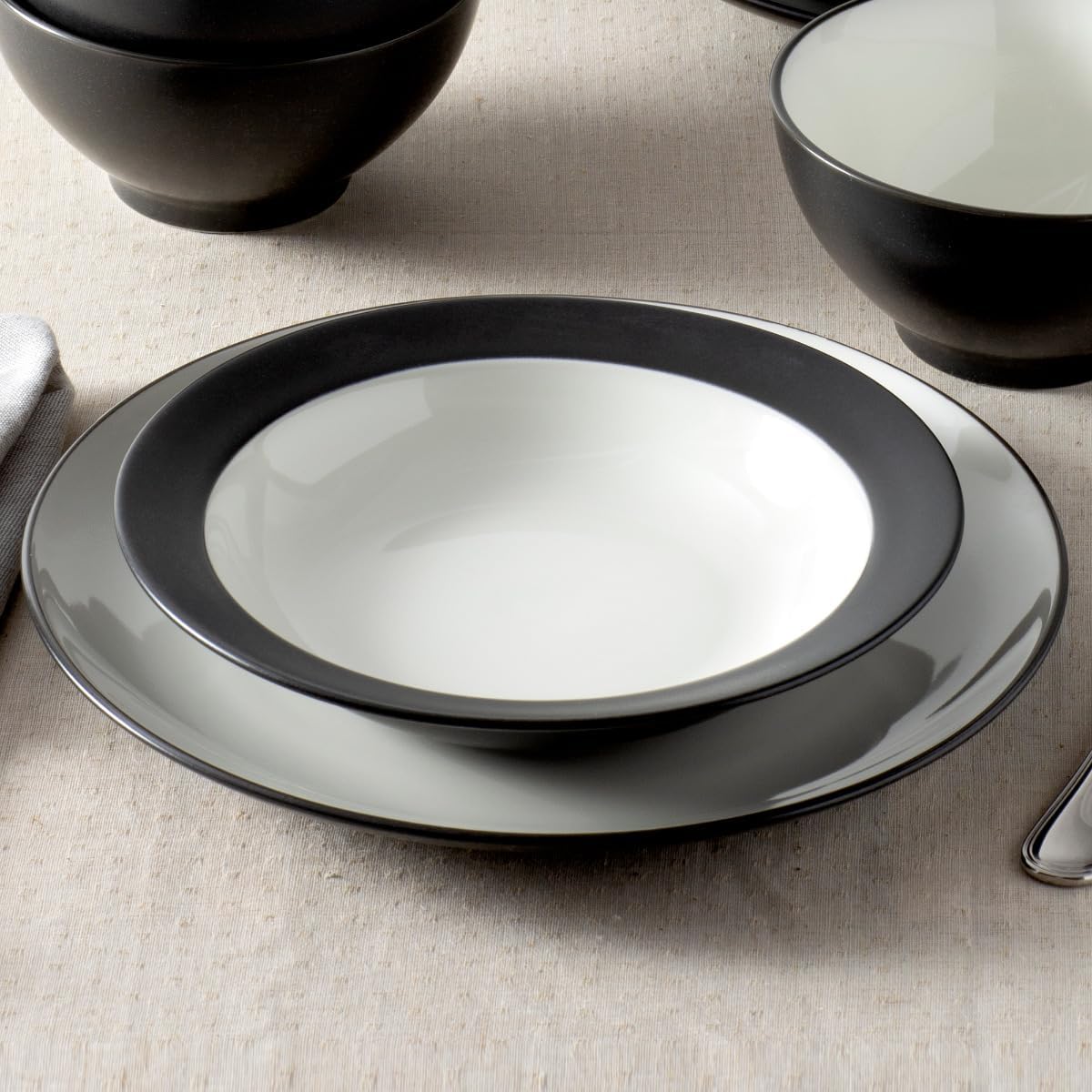 Noritake Colorwave Graphite 12-Piece Coupe Dinnerware Set, Service for 4
