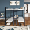 Black Bed Frame, Bed Frame for Adults Full Over Full with Table Set Transformable Steel 77.95' L x 56.3' W x 68.9' H