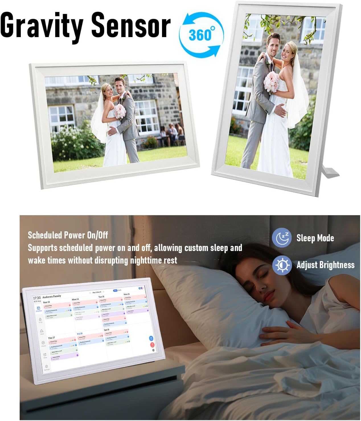 Diyeeni 18.5' Digital Calendar Wall - 32GB Memory Touchscreen Chore Chart Smart Calendar, Digital Planner, Auto - Sync, APP Control, Interactive Family Schedules, Gift for Mother (US Plug)