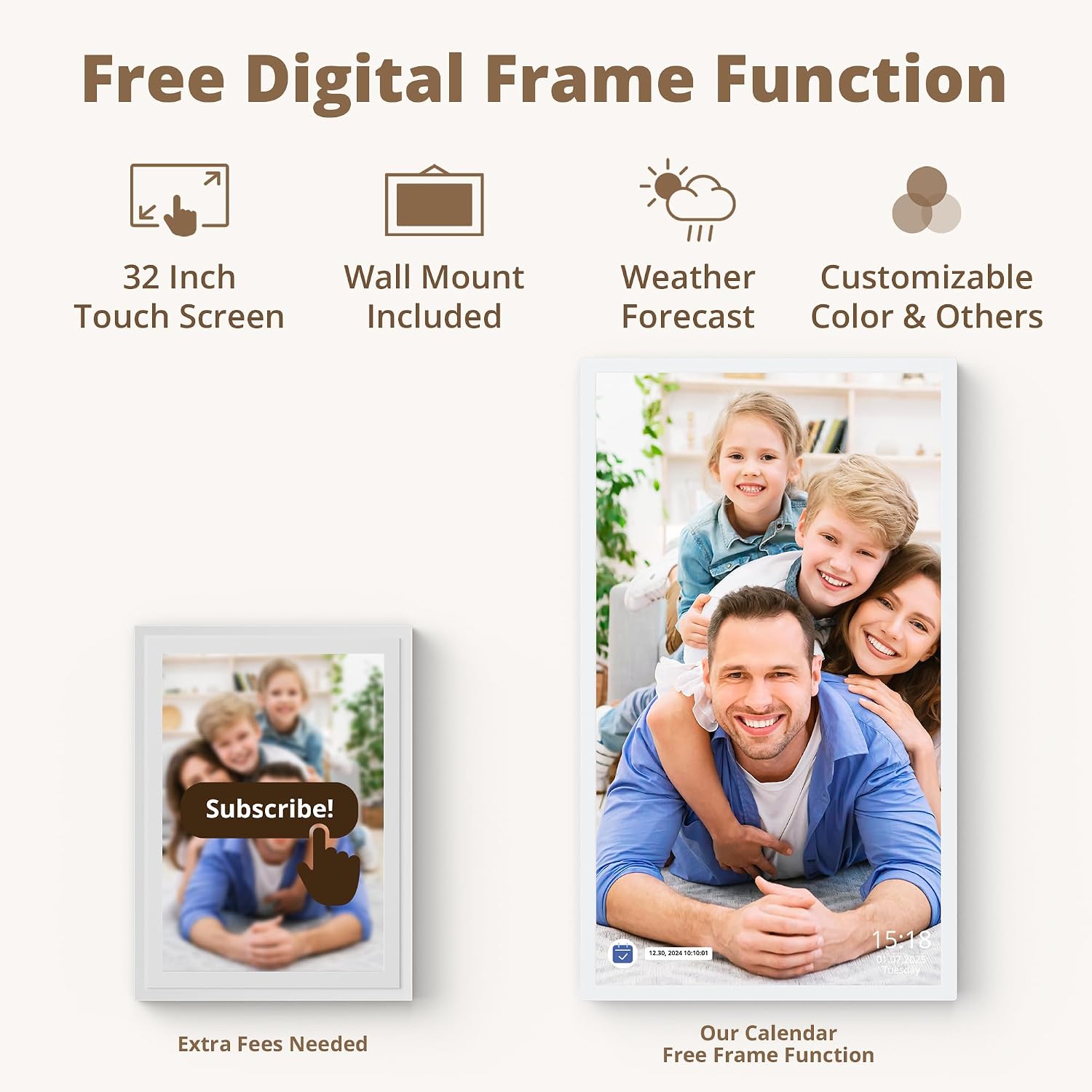 Dragon Touch 32' Digital Calendar Chore Chart – 1080P Full HD Interactive Touchscreen, Smart Family Planner, Hearth Display Digital Calendar Wall & Desk Mountable for Seamless Scheduling