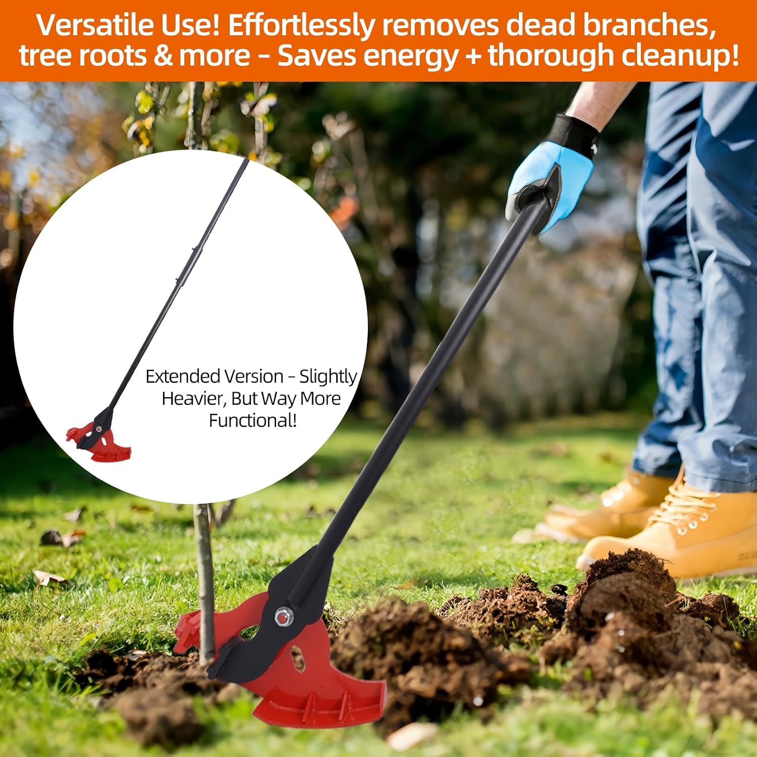 Long-Size Puller-for Tree Roots, Shrubs & Weeds,Lever-Type Root Puller,Weed & Root Extraction Tool-Fits 0.2' to 2 inches Roots Cleaner,Manual Ground Debris Cleaner,Labor-Saving Weed Remover