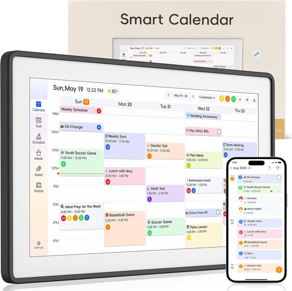 15.6' Digital Wall Calendar–2026 Smart Digital Calendar Planner w/Touchscreen Chore Chart, Meal Planner & Calendar Sync – Ideal Thanksgiving, Christmas & New Year Gifts for Moms, Parents & Families