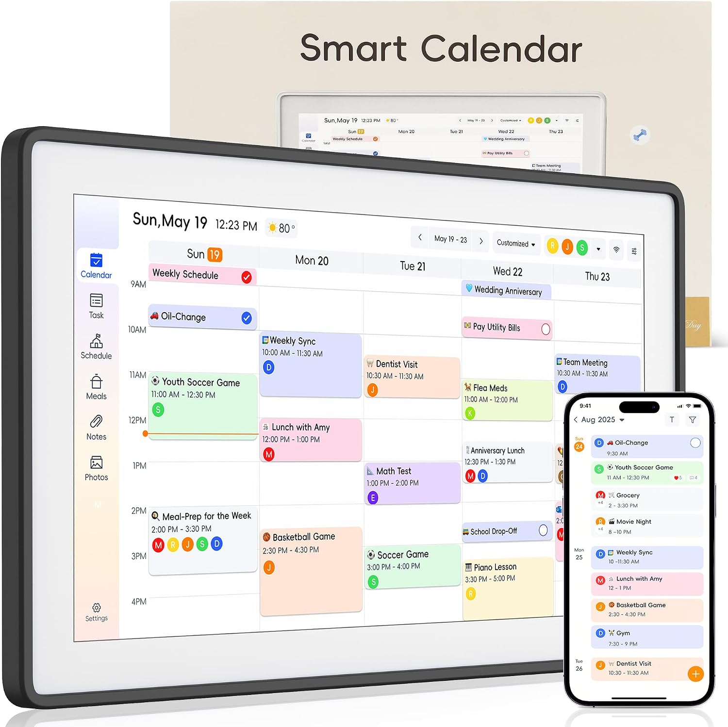 15.6' Digital Wall Calendar–2026 Smart Digital Calendar Planner w/Touchscreen Chore Chart, Meal Planner & Calendar Sync – Ideal Thanksgiving, Christmas & New Year Gifts for Moms, Parents & Families