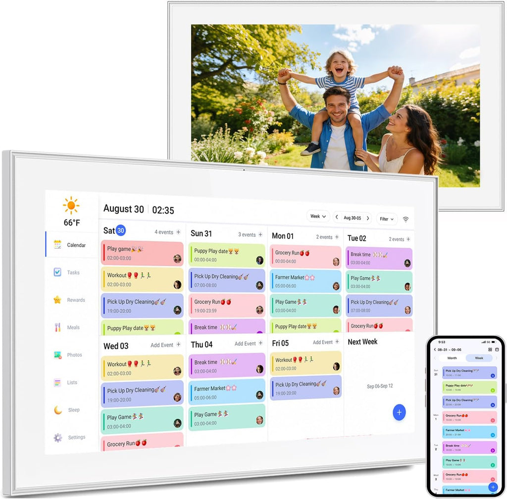 15.6 inch Digital Calendar & Chore Chart,Smart Touchscreen Interactive Display for Family Schedules, Wall & Desk Mountable, Digital Photo Frame Functon, Great for Organizing Your 2026Calendar