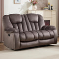 EBELLO Loveseat Recliner Sofa for Living Room, Extra Wide Modern Overstuffed 2 Seat Reclining Manual Sofa Chair, Daul Recliner with Hidden Armrest Cup Holders, Breathable Fabric, Brown