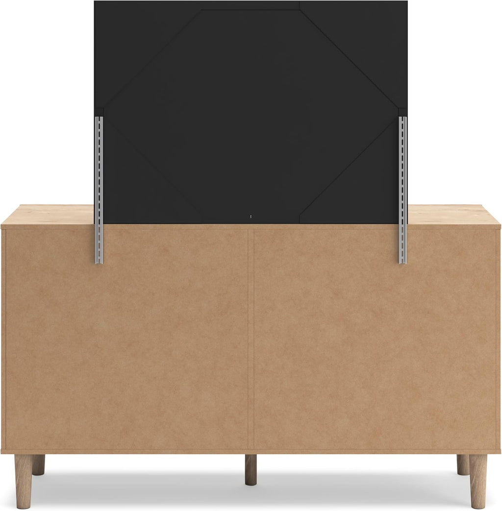 Signature Design by Ashley Cielden French Country 6-Drawer Dresser and Mirror with Safety Stop, Light Brown