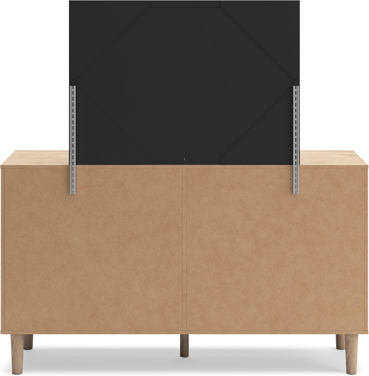 Signature Design by Ashley Cielden French Country 6-Drawer Dresser and Mirror with Safety Stop, Light Brown