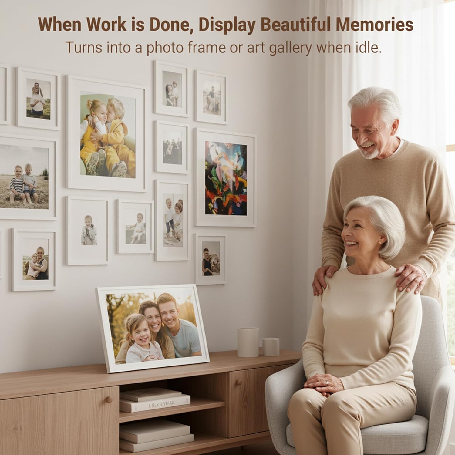 2 in 1 Voice Digital Calendar: Write, Speak & Sync to to-Dos - Touchscreen Family Schedule & Chore Chart with Meal Planner, Picture Frame & Lists (Family Hears Your Original Voice Reminders 10.1')
