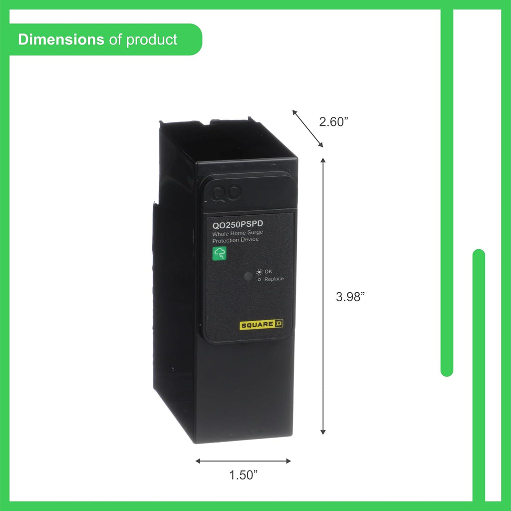 Square D - QO250PSPD QO Whole House Surge Protection Device, 50kA, 120/240V, 1-Phase, No Wiring, Plug-On Neutral