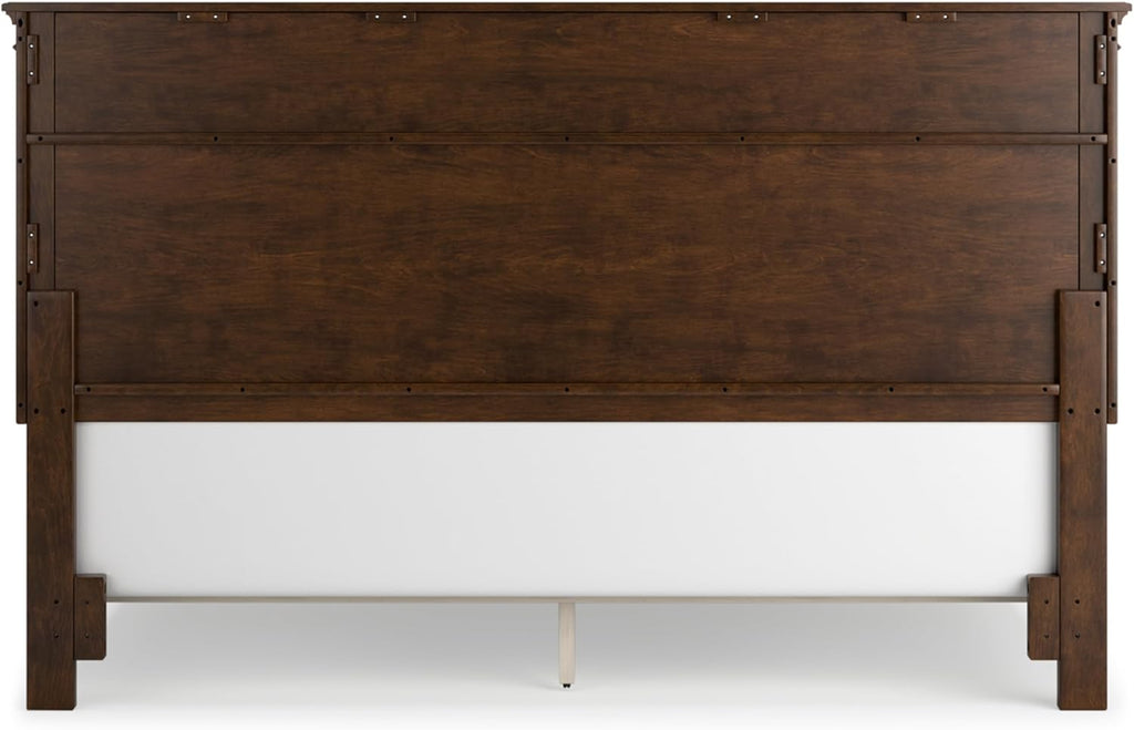 Signature Design by Ashley Danabrin Traditional King Panel Bed with Tapered Feet, Foundation or Box Spring Needed, Dark Brown