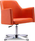 Manhattan Comfort Pelo Modern Swivel Accent Chair with 360° Turn, Adjustable Height, Faux Leather Upholstery & Chrome Base, Unique Tight Welded Construction, Set of 1, Orange
