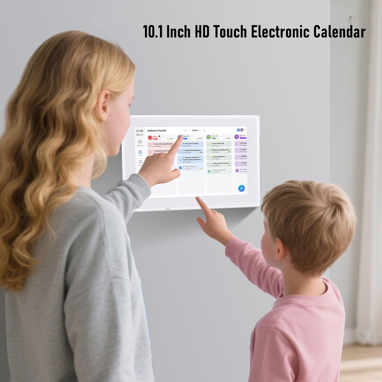 Zunate Smart Digital Calendar 10.1 Inch Touchscreen Display, WiFi Interactive Family Planner and Digital Photo Frame, 1GB RAM 32GB Storage, Scheduling | White (US Plug)