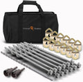 GROUNDGRABBA Screw in Tent Stake for Normal to Hard Ground | Premium Drill Driven Ground Anchor Earth Screws | 12X Pro Stakes, 12X Closed Hooks, 1x Masonry Drill Bit, 1x Carry-All Bag