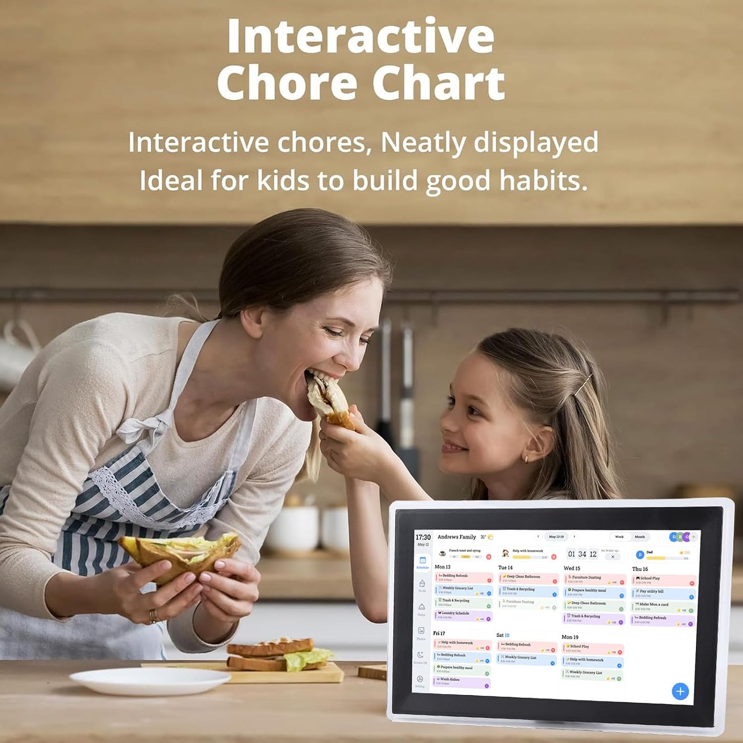 GOWENIC 15.6 Inch Smart Digital Calendar, Touchscreen Interactive Family Planner Display for Seamless Scheduling, Share Photos and Videos via App (US)