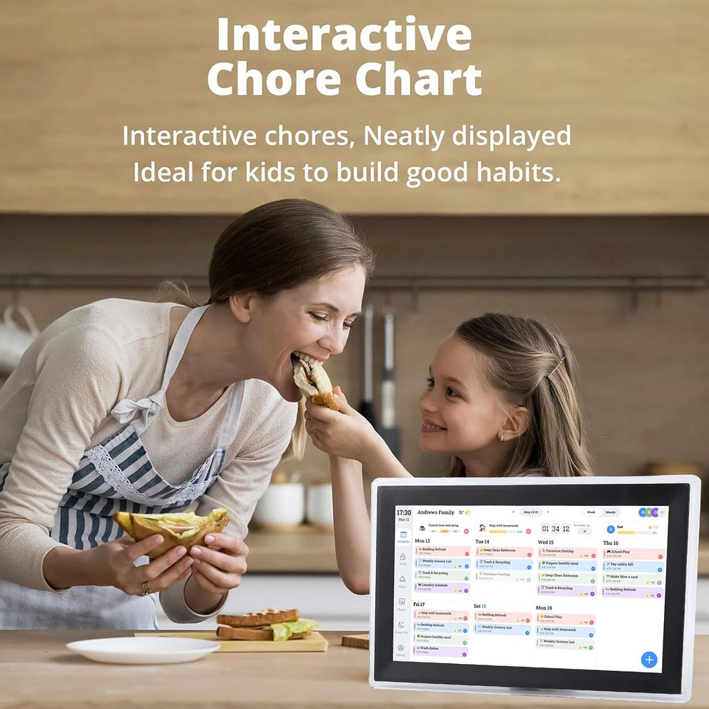 GOWENIC 15.6 Inch Smart Digital Calendar, 19201080 Touchscreen Interactive Display for Family Schedules, Family Planner & Calendar Digital Picture Frame with Art Gallery Mode (US)
