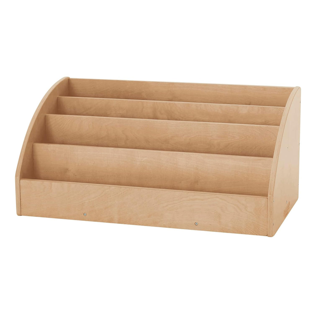 Back2School Express 4-Tier Forward-Facing Toddler Bookshelf, Kids Book Display Rack Storage Organizer for Nursery Playroom, Natural Wood