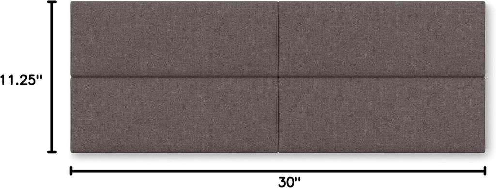 Jaxx Panelist Modern Padded Headboard – Set of 4 Wall Mounted Panels (Each 11.25' x 30') - Queen, Havana Brown Microvelvet