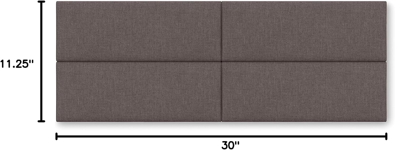 Jaxx Panelist Modern Padded Headboard – Set of 4 Wall Mounted Panels (Each 11.25' x 30') - Queen, Havana Brown Microvelvet