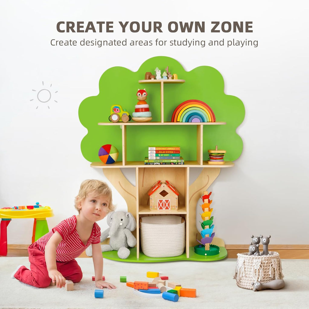 OOOK Kids Bookcase Tree Bookshelf for Kids Reading Nook, Montessori Book Shelf for Classroom, Kids Room, Playroom, Nursery