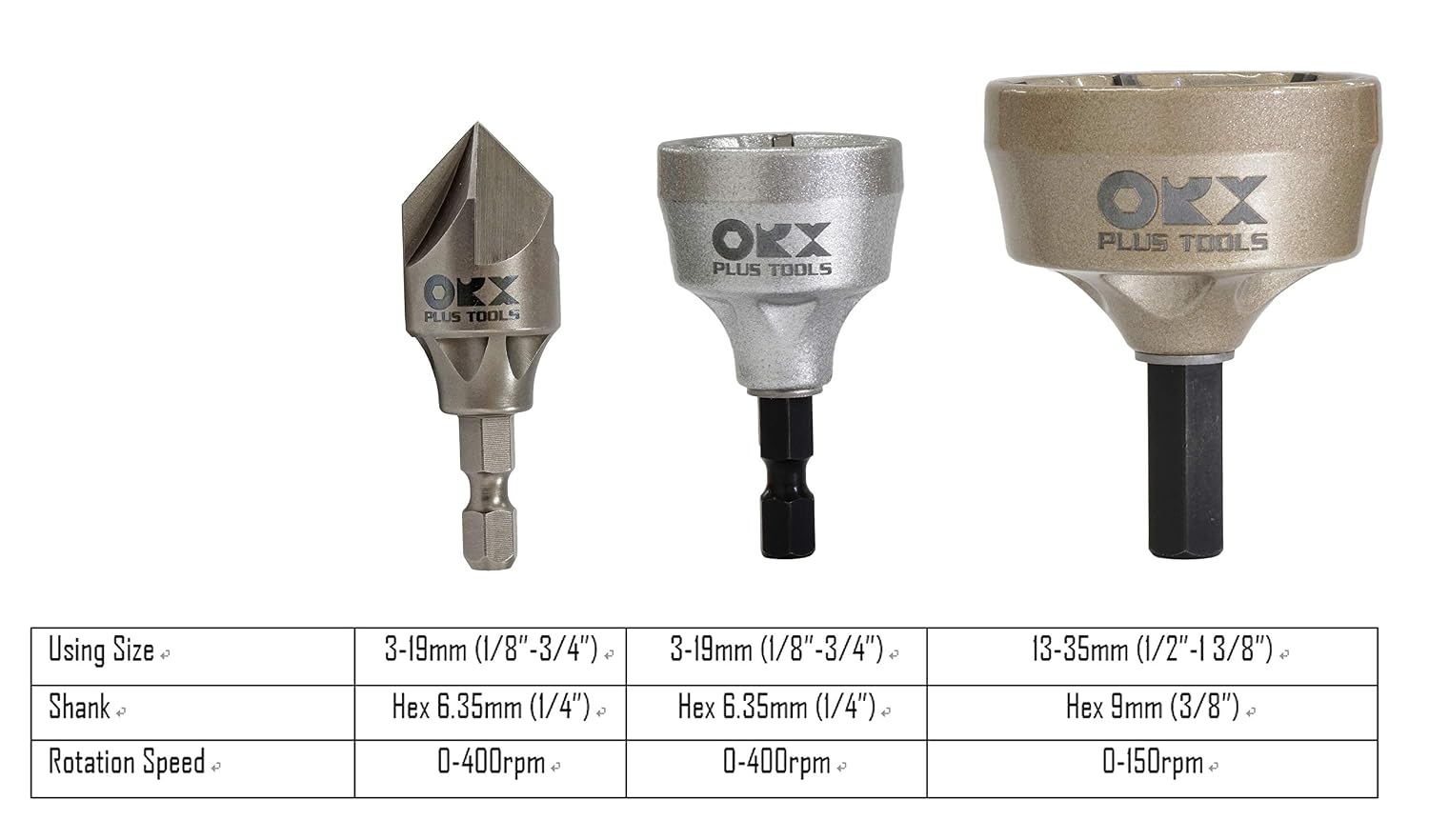 ORXPLUS Tools Deburring Chamfer & Countersink Bit Kit 3 Pack, Deburring Drill Bit, Remove Burr Tools for Fit 1/2'- 1-3/8'(3mm-35mm)
