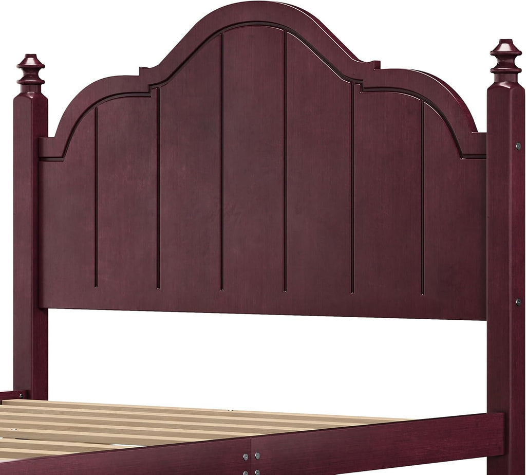 JIVOIT Vintage Wooden Bed Frame, Full Size Platform Bed with Wide Headboard, Wood Slats Support, No Spring Box Needed, Easy Assembly (Espresso-Full,2)