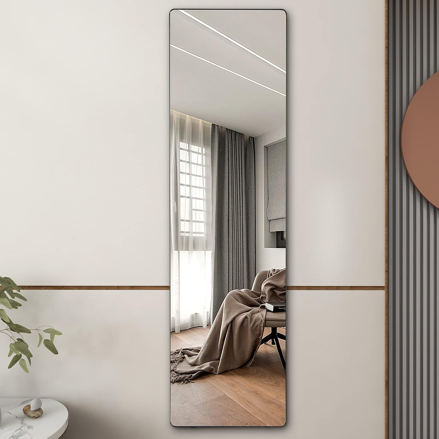 Vlsrka 63' x 18' Full Length Mirror - Floor Standing, Wall Mirror, Stand Up - Large, Tall, Full Size for Bedroom, Living Room (Black)