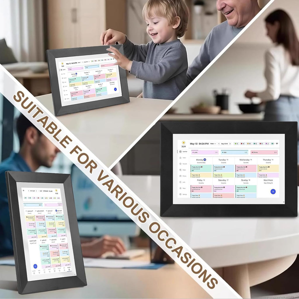 Smart Digital Calendar, HD Touchscreen Family Planner with Sync Schedules Meal Plans Photos for Home Office Use (US Plug)