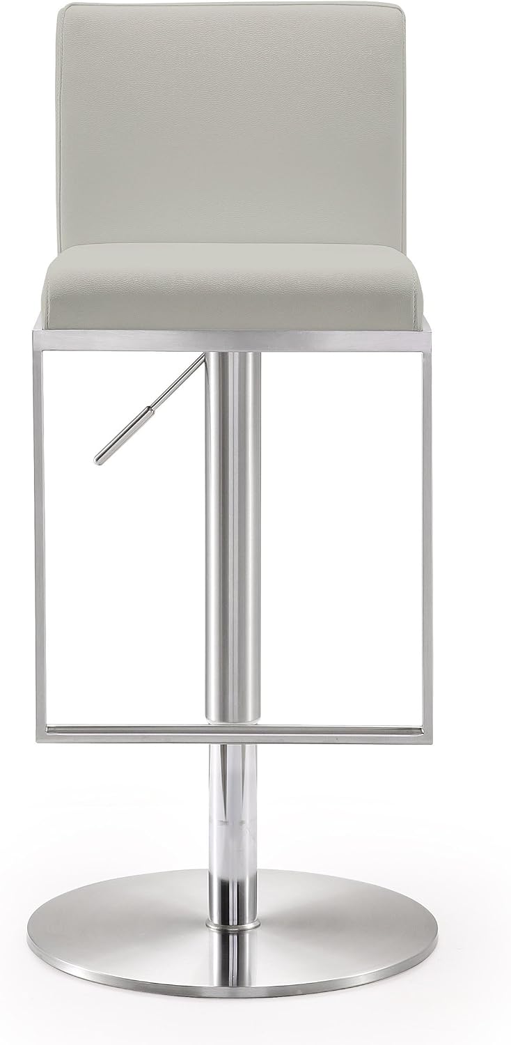 Tov Furniture Amalfi Light Grey Performance Vegan Leather Stool